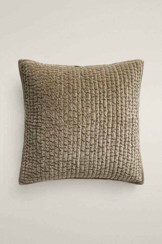 VELOURS KUSSENHOES MET VERWASSEN EFFECT - Groen van Zara - Afbeelding 0