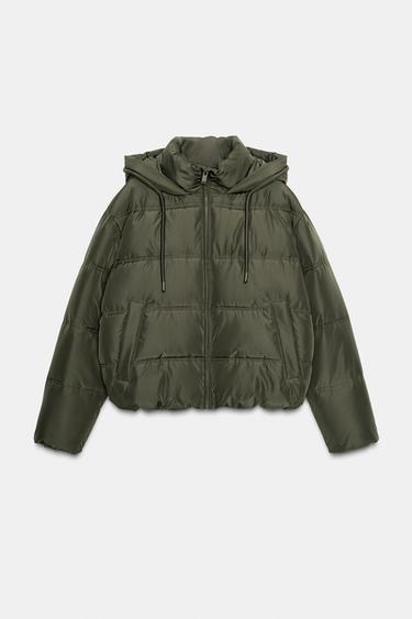 SHORT HOODIE WATER AND WIND PROTECTION ANORAK - Khaki by Zara