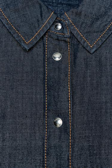 Z1975 OVERSIZE DENIM SHIRT - Blue by Zara - Image 4