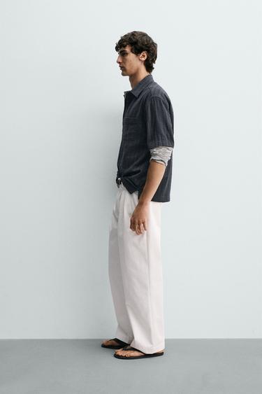 STRIPED TEXTURED POLO SHIRT - Navy blue by Zara - Image 3