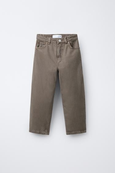 RELAXED FIT TWILL BAGGY TROUSERS - Brown / Taupe by Zara - Image 0