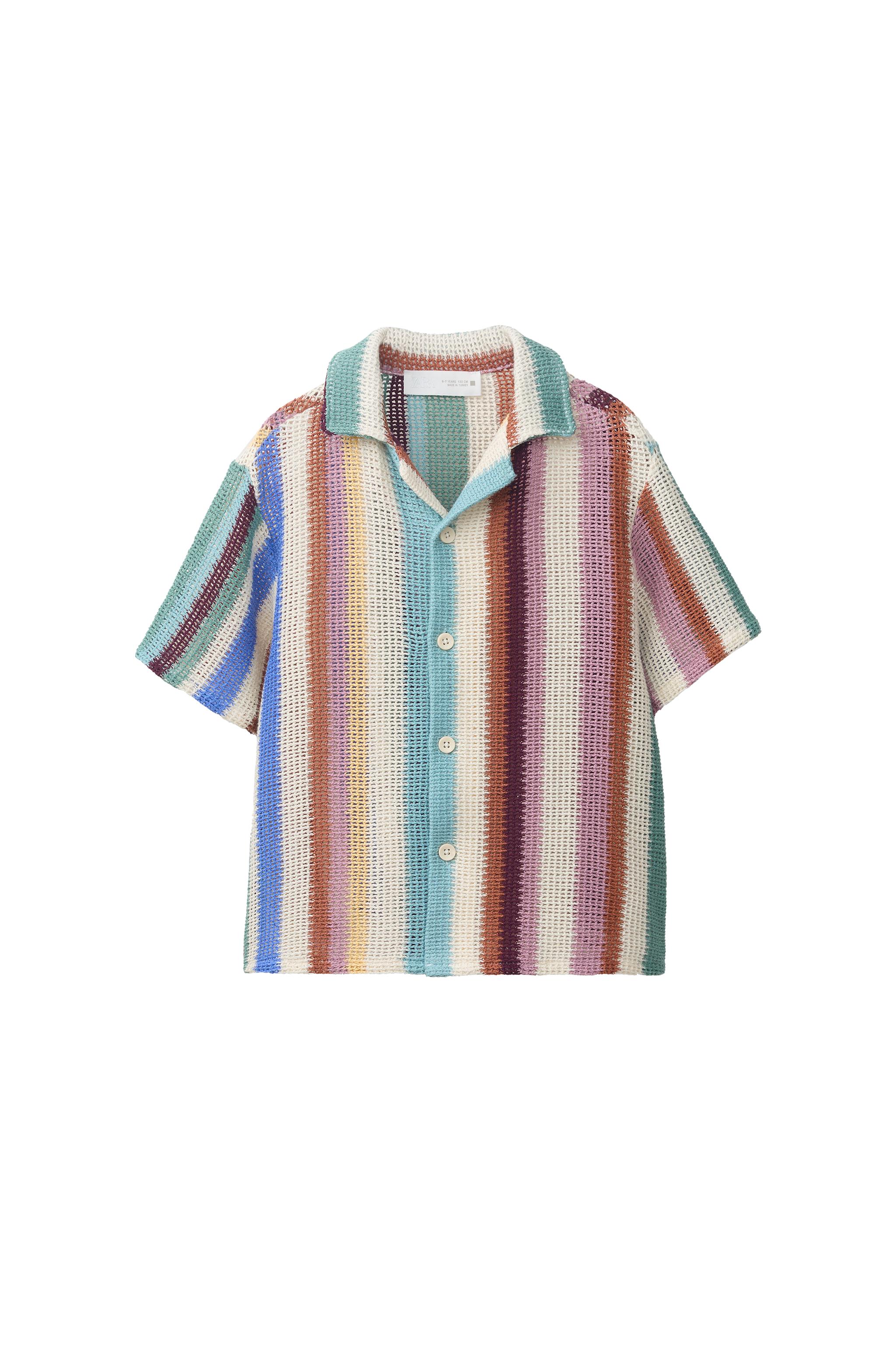 CROCHET STRIPED SHIRT - striped | ZARA Canada