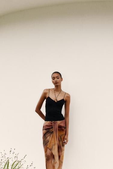 TOP IN COTONE CON SPALLINE - Nero di Zara