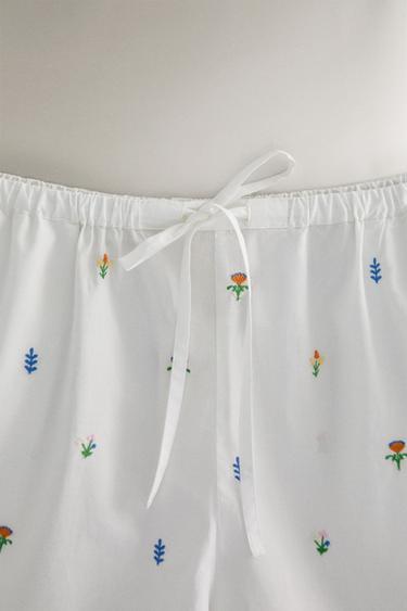 COTTON SHORTS WITH MINI FLORAL PRINT - White by Zara - Image 2