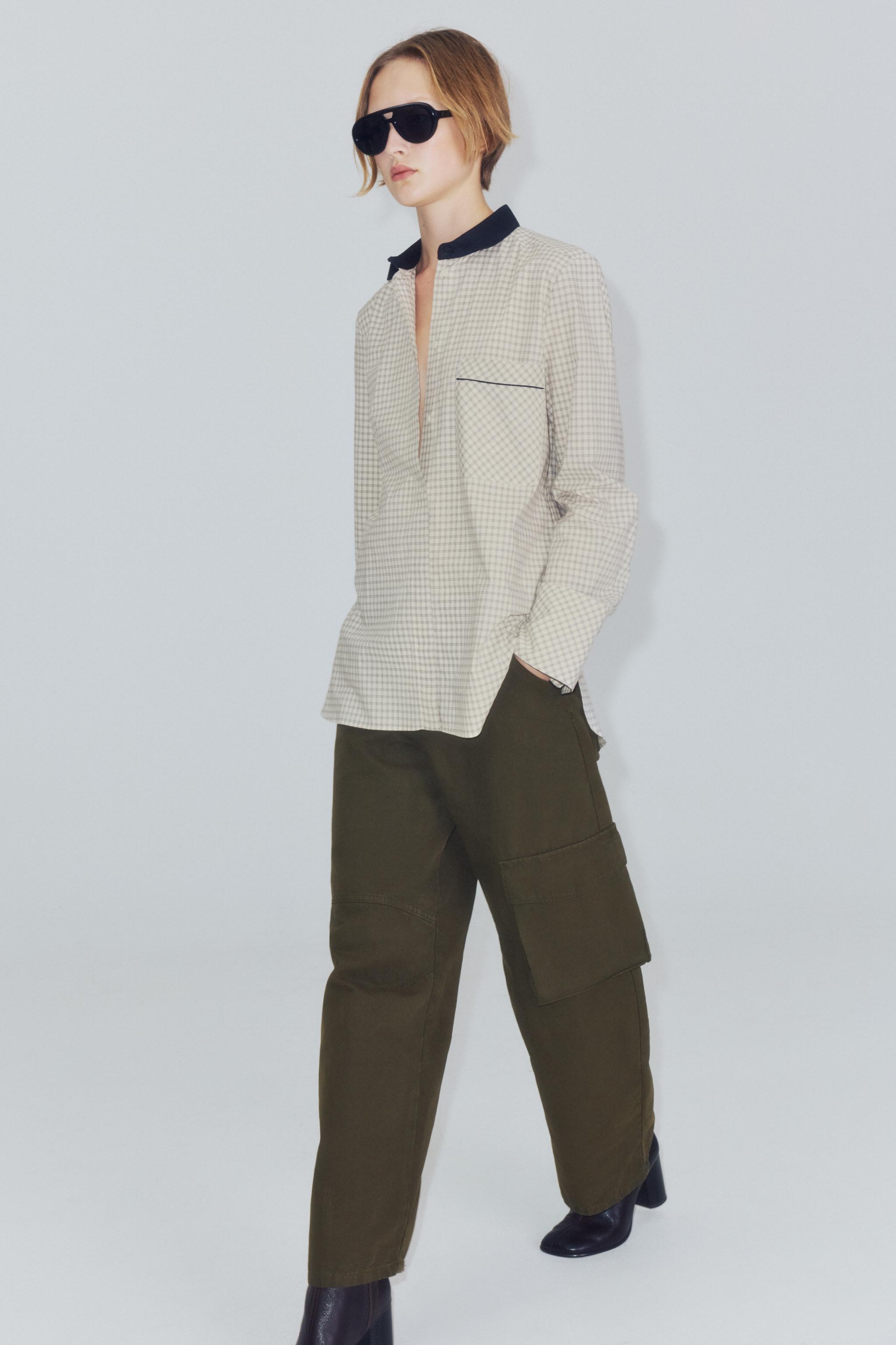 ZW COLLECTION CONTRAST COLLAR CHECKED SHIRT