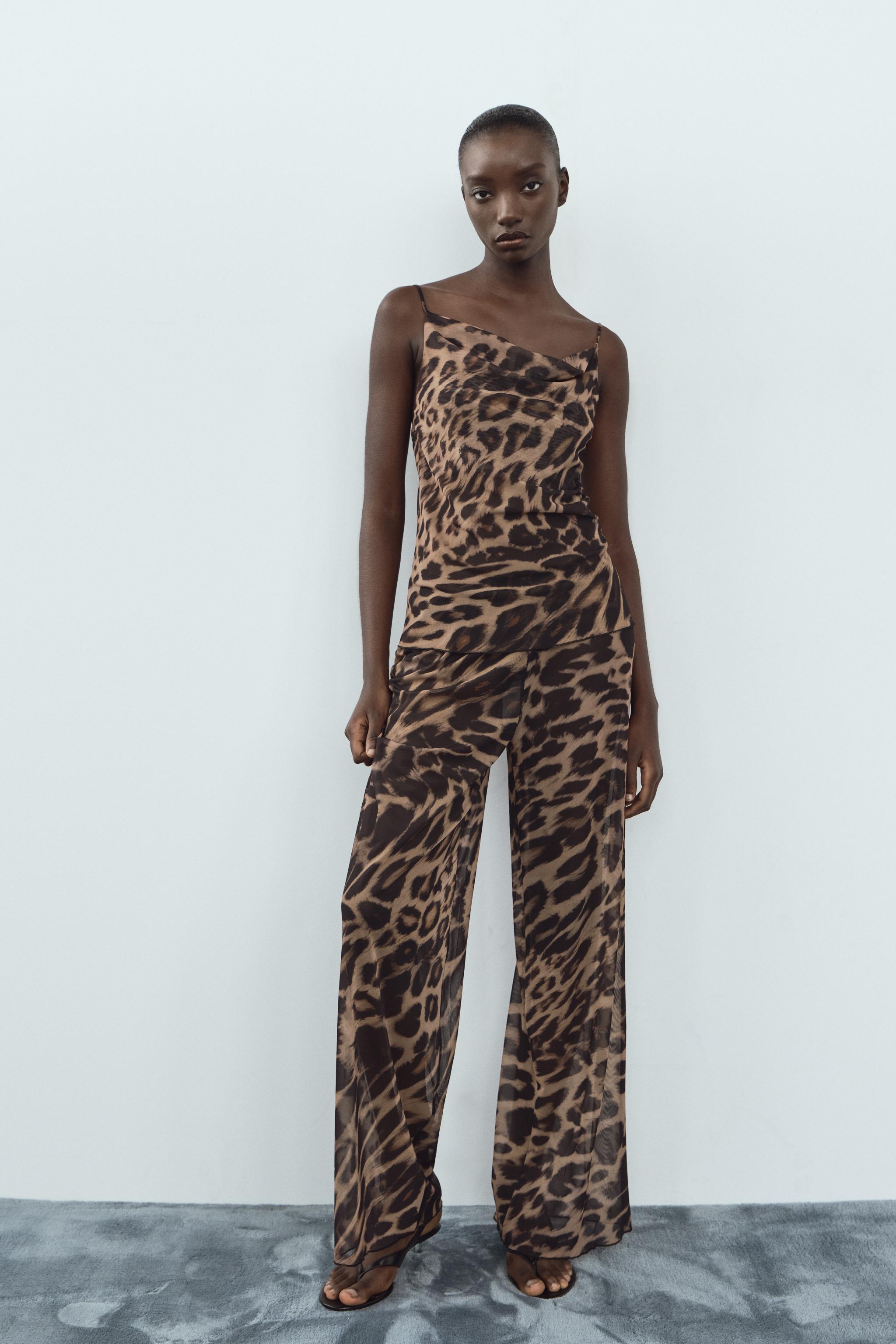 Leopard print trousers zara on sale