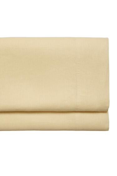 WASHED LINEN FLAT SHEET (140 GSM) - Yellow by Zara