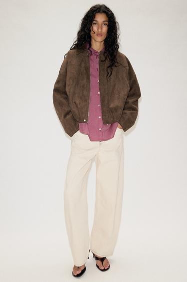 CHAQUETA EFECTO ANTE - Marrón oscuro de Zara - Imagen 0