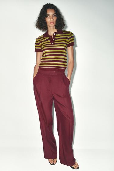 PANTALÓN ANCHO - Burdeos de Zara - Imagen 0