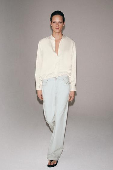 SATIN SHIRT ZW COLLECTION - Ecru by Zara - Image 3