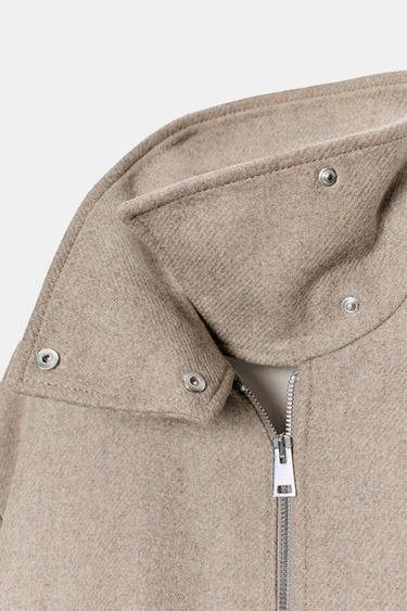 WOOL BLEND BOMBER JACKET WITH HIGH NECK - Light mink by Zara - Image 8