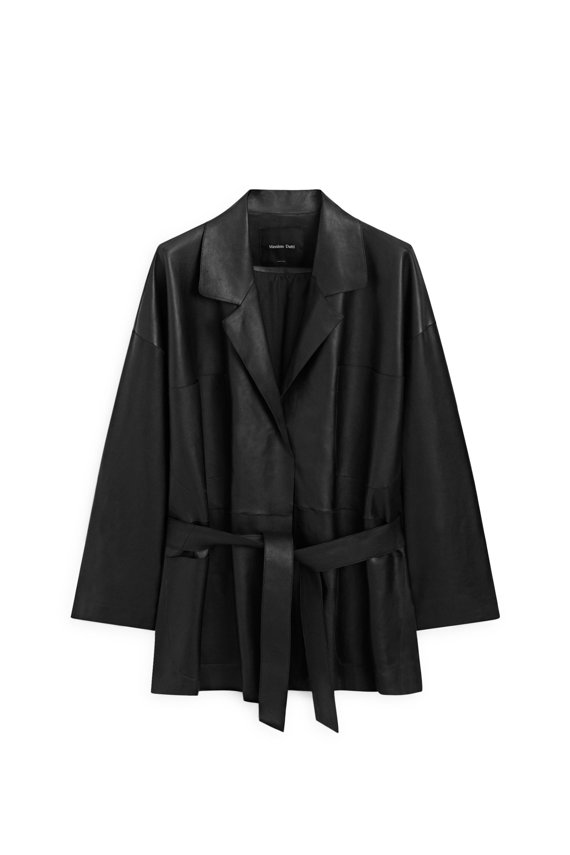 Long nappa leather jacket with tie - LIMITED EDITION