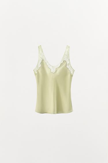 OBERTEIL IN LINGERIE-OPTIK - Hellgrün von Zara