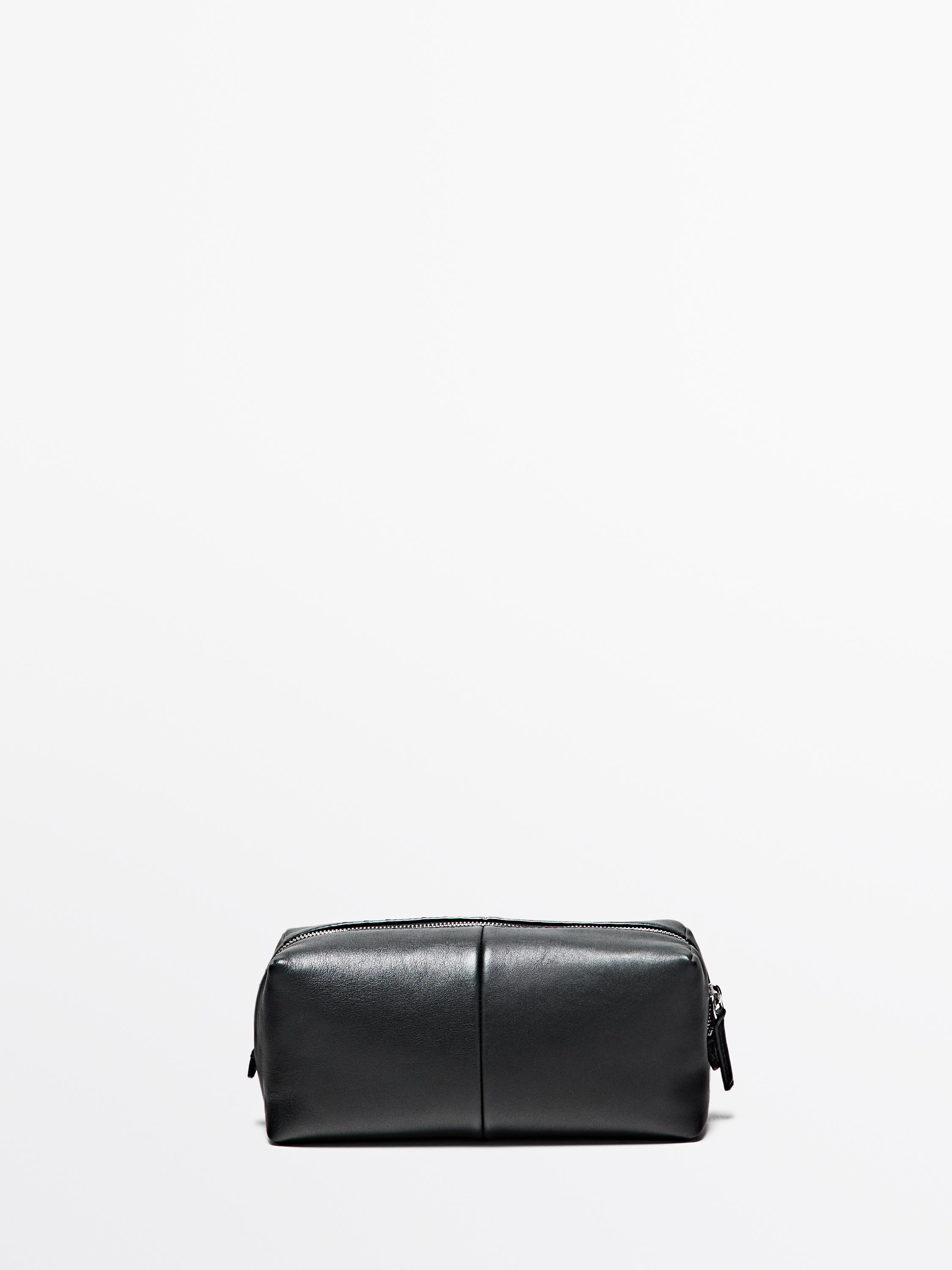 Nappa leather toiletry bag with zip