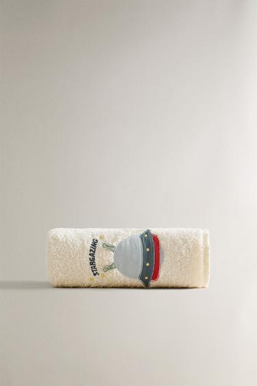 SERVIETTE DE BAIN ENFANT COTON ÉPONGE VAISSEAU SPATIAL - Blanc cassé de Zara - Image 1
