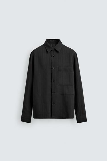 STRIPED FLOWING SHIRT - Black by Zara - Image 6