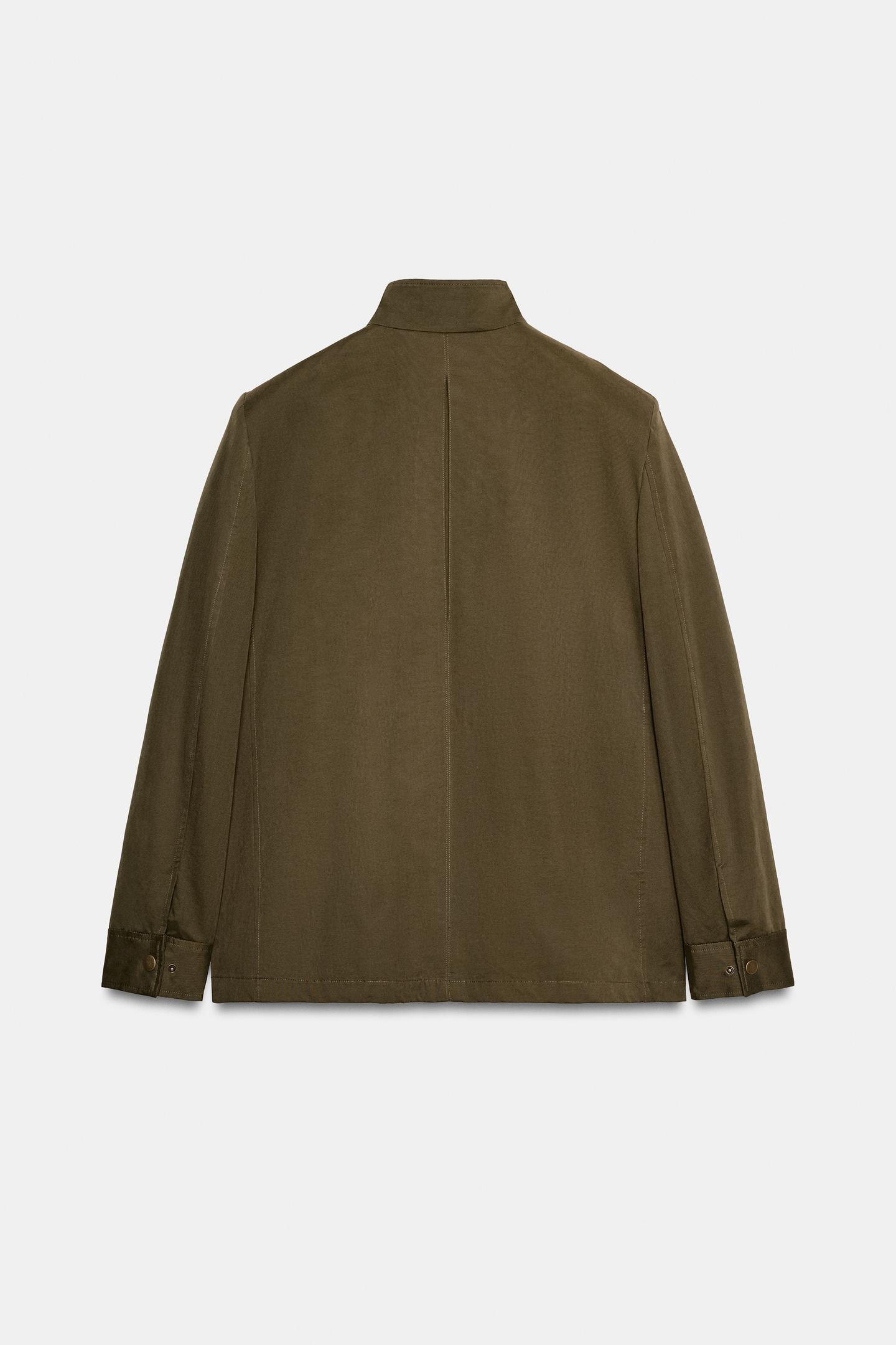 Женская куртка Zara Jacket with Shoulder Pads and Pockets, цвет: Хаки — фото 7