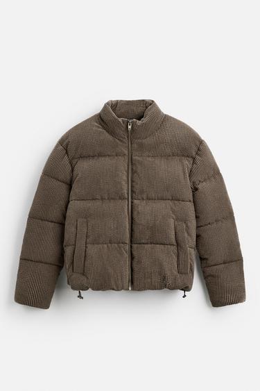 Zara CORDUROY PADDED JACKET - Dark khaki