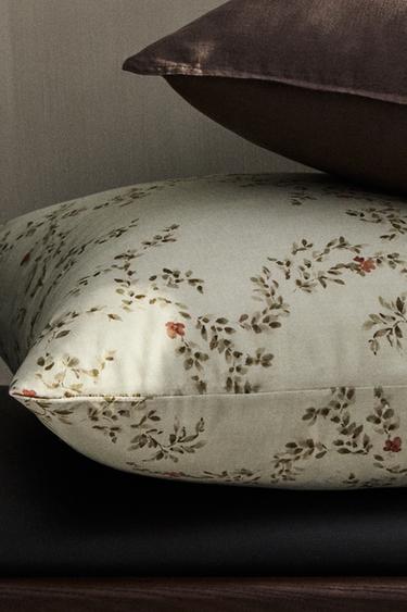 LEAF PRINT PILLOWCASE - Sea green by Zara