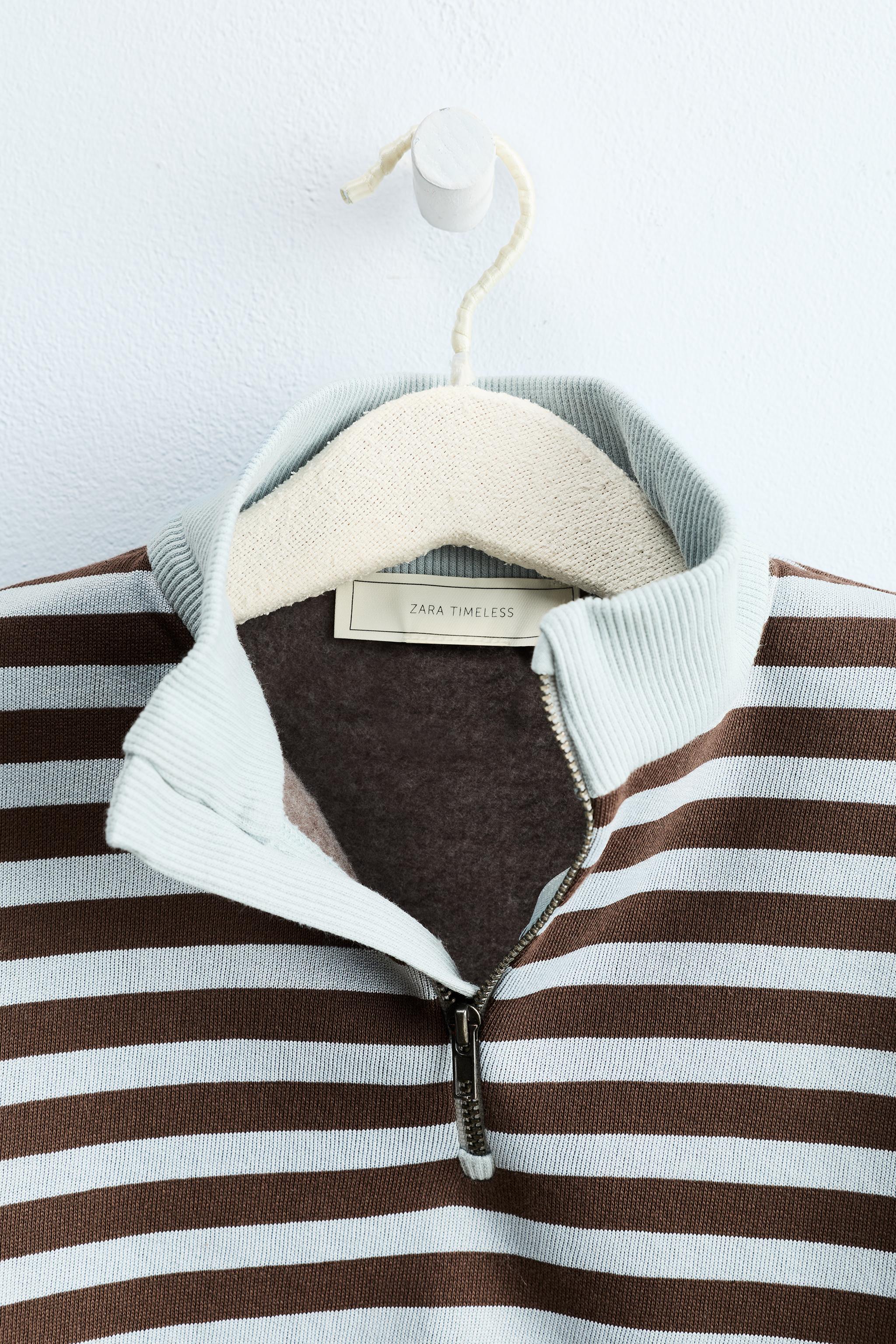 Zara Timeless - Striped Zip-Up Sweatshirt