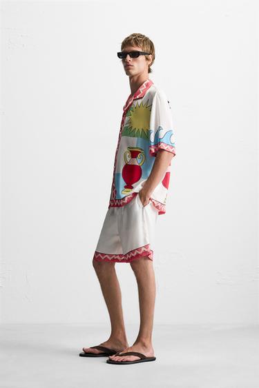 CONTRAST TRIM SATIN BERMUDA SHORTS - Pink by Zara - Image 3