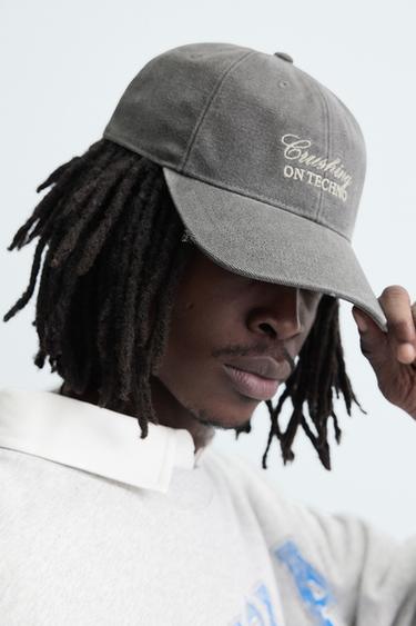 CONTRAST EMBROIDERY CAP - Grey by Zara - Image 2