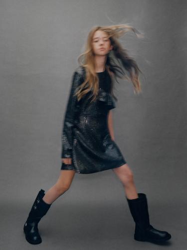 Zara SHIMMER RUFFLED DRESS - Multicolored