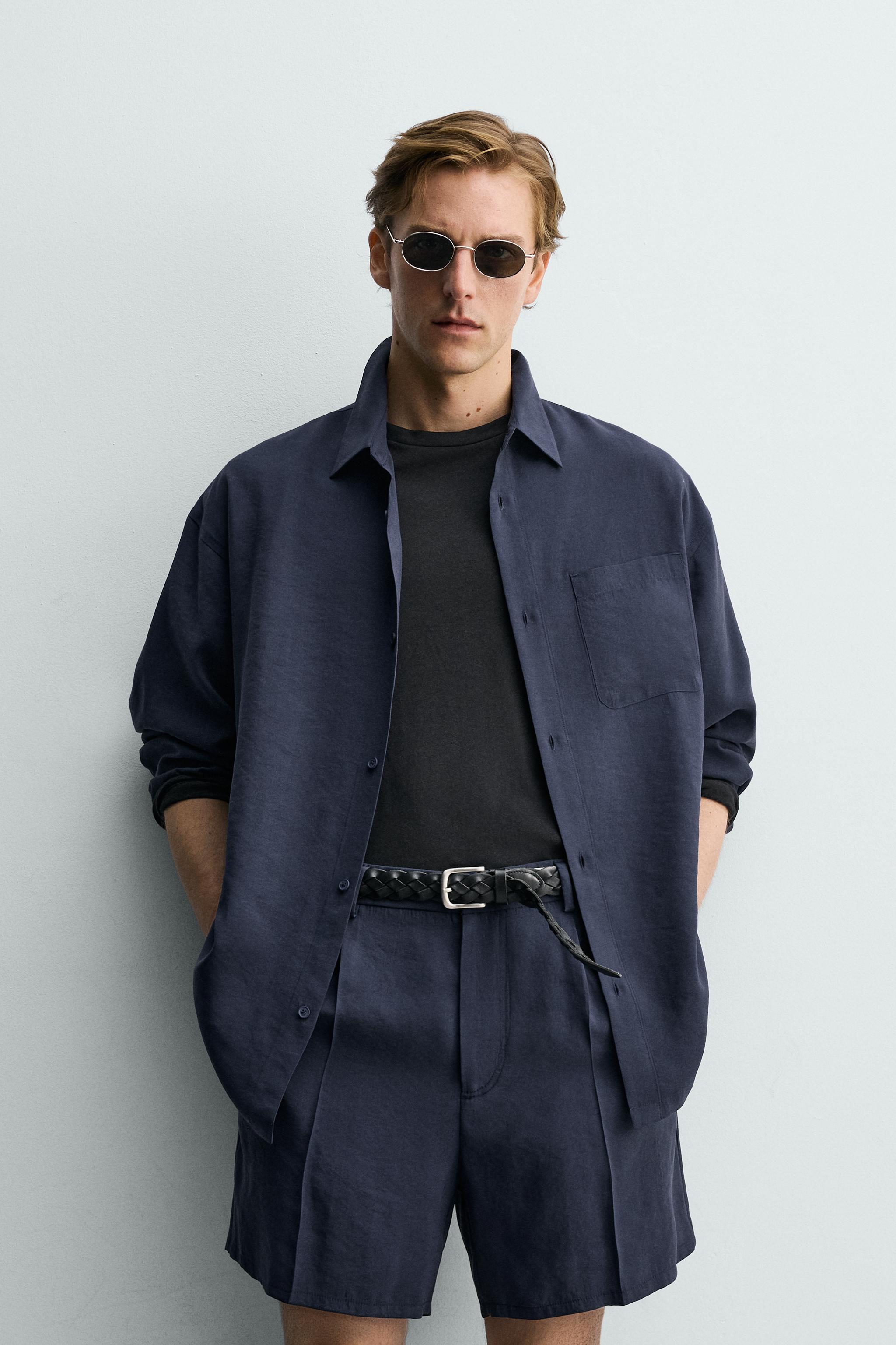 SOFT FLOWING SHIRT — Navy blue