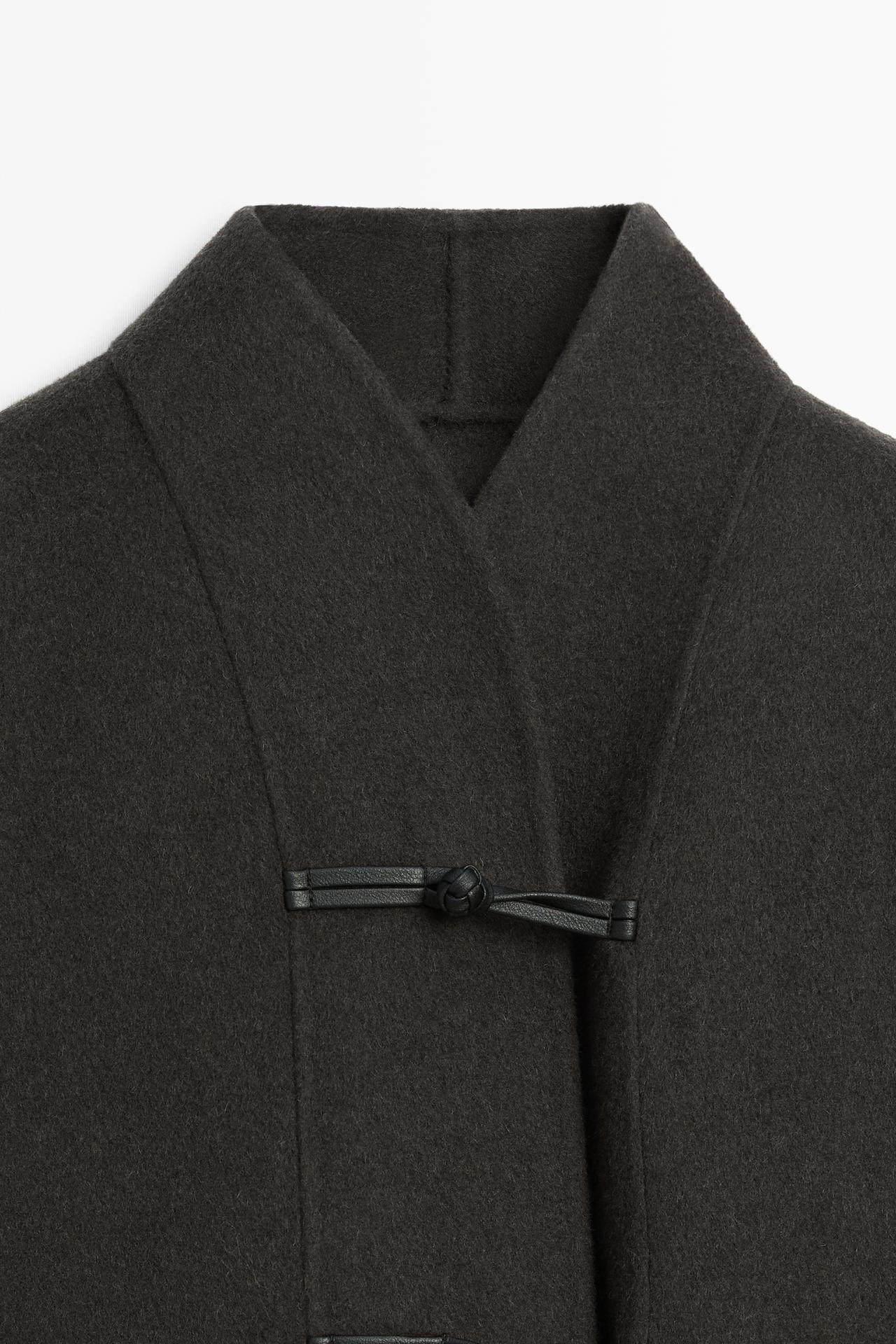 Short wool blend coat with button details — Cobalt