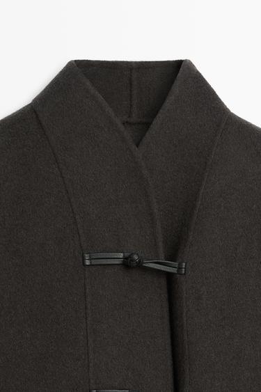 Short wool blend coat with button details — Cobalt 2