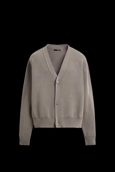 CÁRDIGAN ESTRUCTURA ALGODÓN - Gris topo de Zara