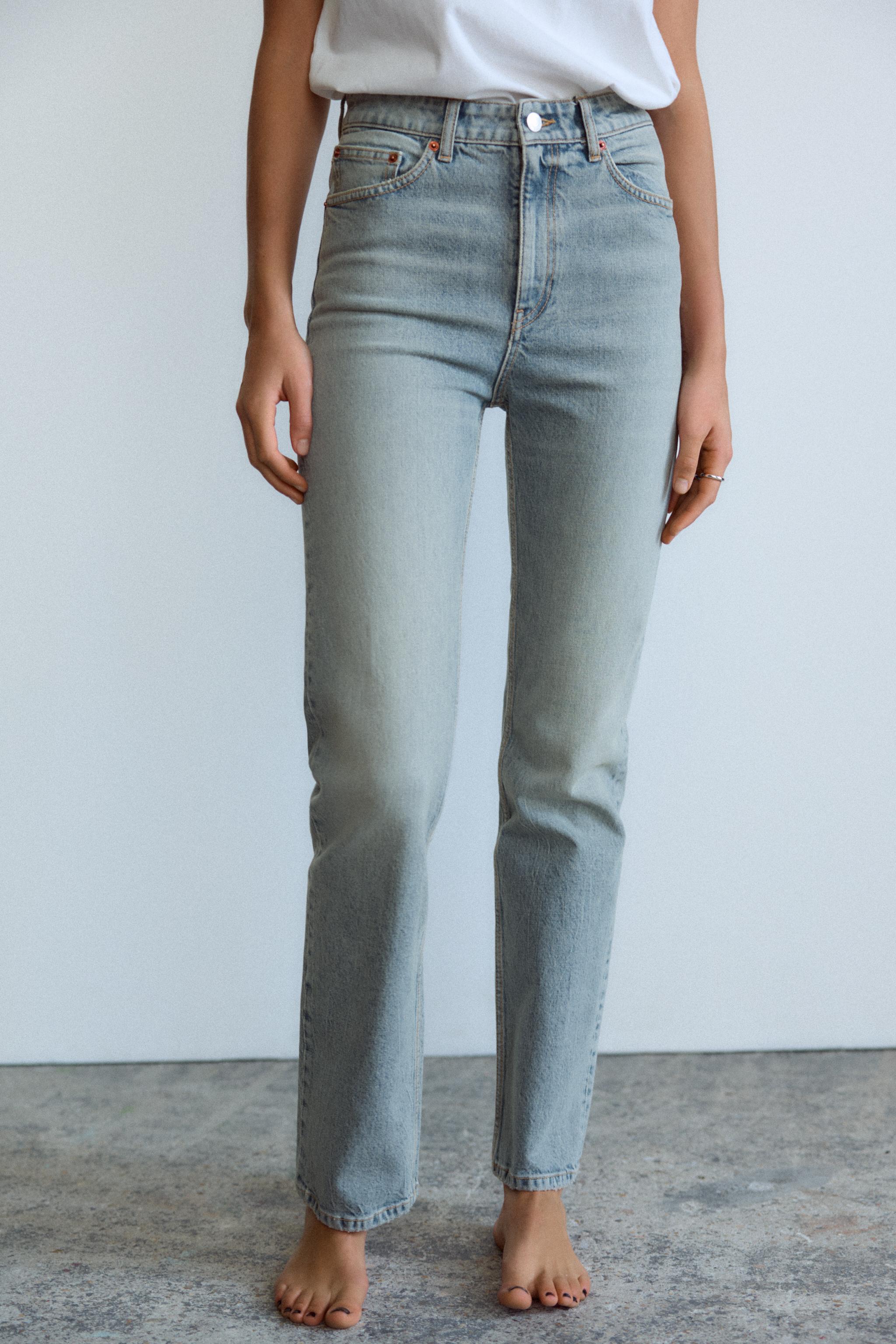 TRF STRAIGHT LEG JEANS WITH A HIGH WAIST - Blue | ZARA