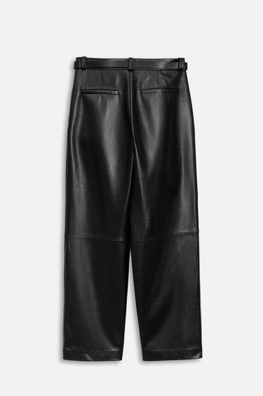 50TH ANNIVERSARY LEATHER TROUSERS WITH DARTS AND BELT - Black by Zara - Image 3