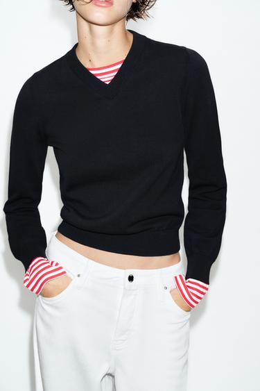 STRIPED COMBINED KNIT JUMPER - Navy blue by Zara - Image 2