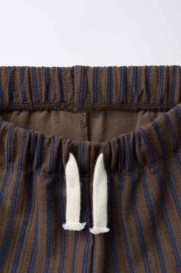 BAGGY STRIPED TEXTURED TROUSERS - Brown by Zara - Image 2