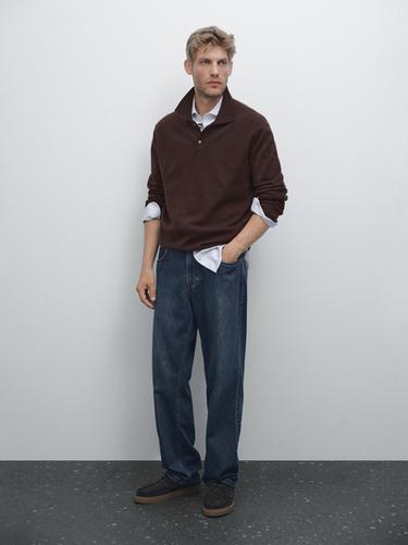 Zara 100% cashmere ribbed knit polo shirt - TYEFUXIA - Image 0