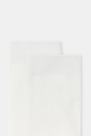2-PACK RIBBED PLAIN SOCKS — Black 2