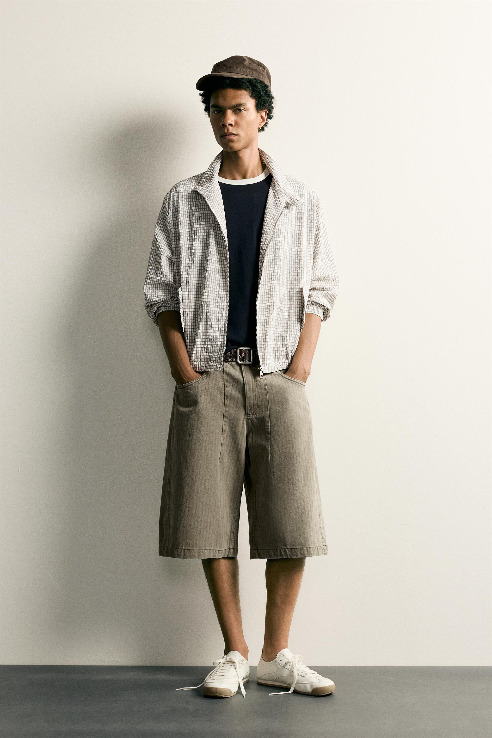 STRIPED WASHED JORTS
