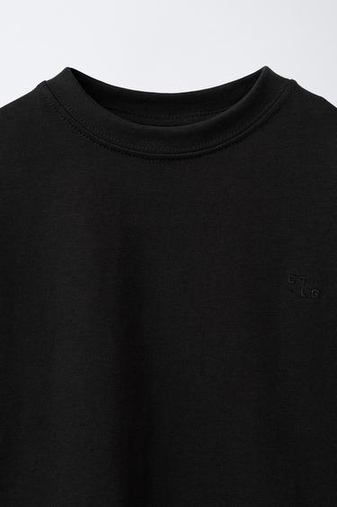 EMBROIDERED HEAVYWEIGHT T-SHIRT - Black by Zara - Image 2