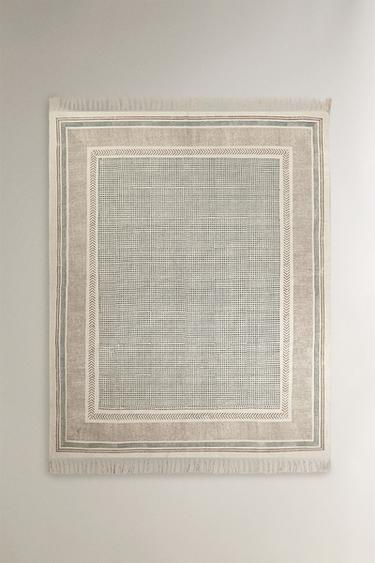 RECTANGULAR COTTON RUG WITH FRINGING - Multicoloured by Zara - Image 1