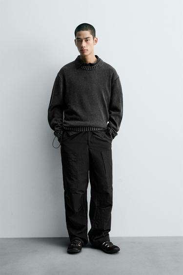 WASHED COTTON SWEATER - Dark grey by Zara