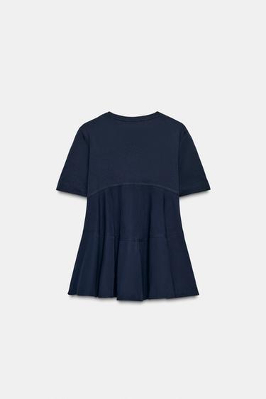 COMBINED RUFFLE T-SHIRT - Navy blue by Zara