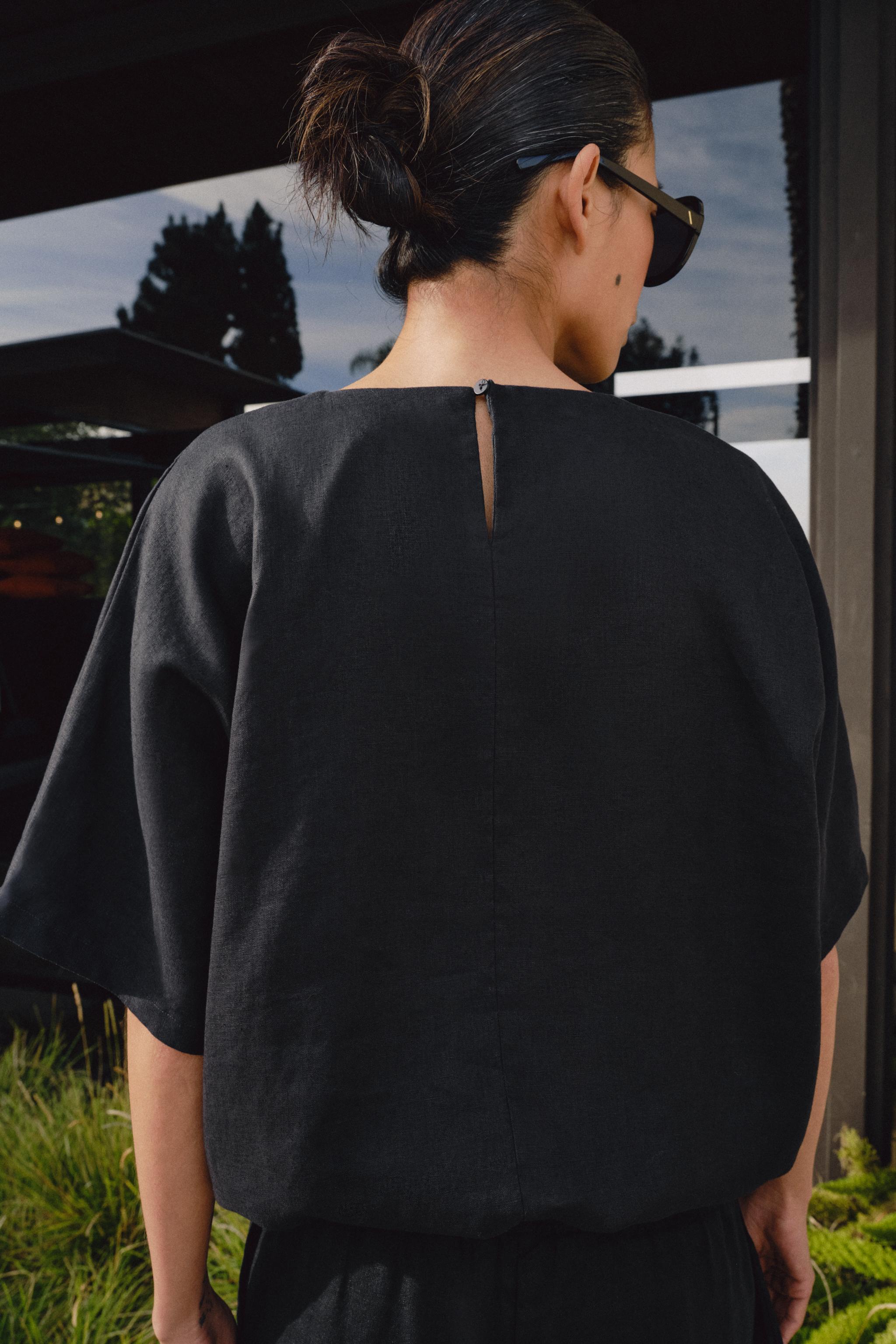 Zara ZW COLLECTION %100 KETEN BAĞCIKLI TOP görsel 3