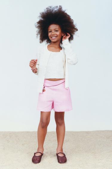 Zara 100% LINEN SHORTS - Pink