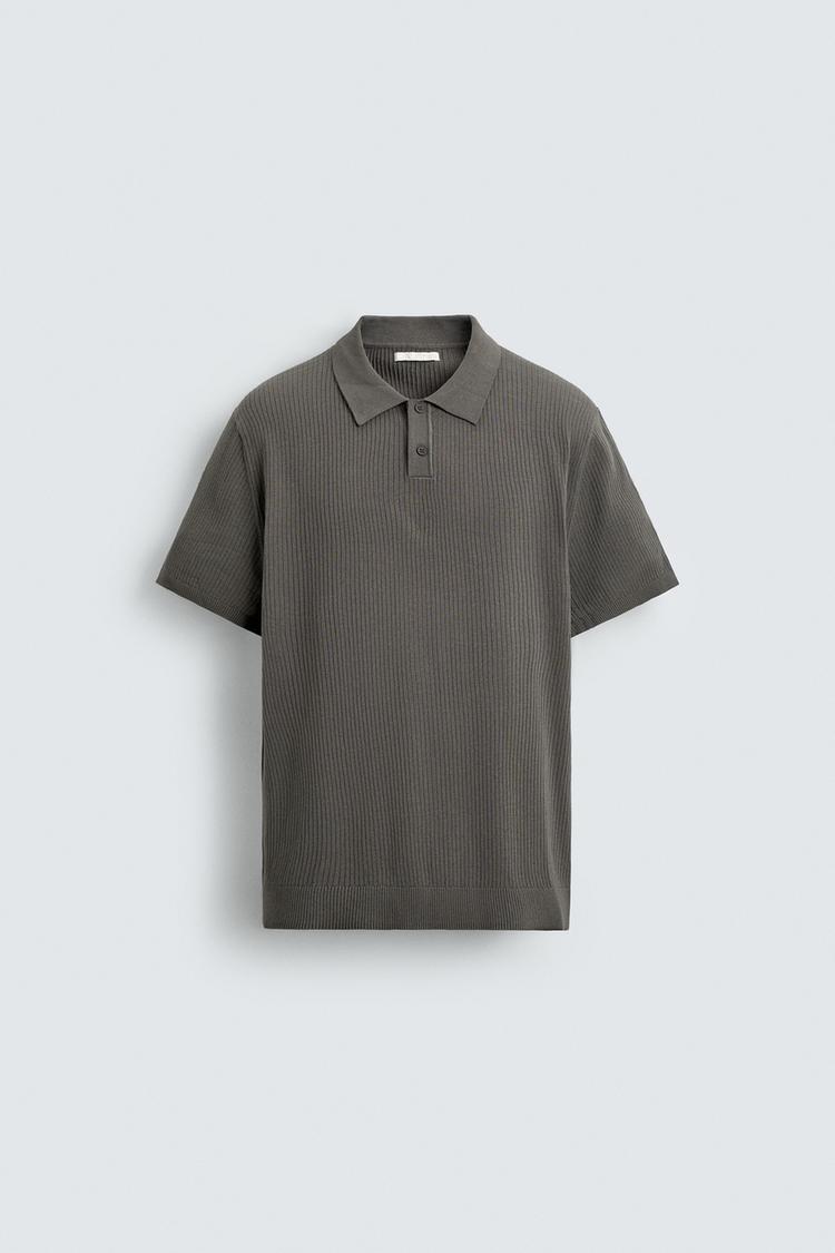 ZARA RIBBED KNIT POLO SHIRT