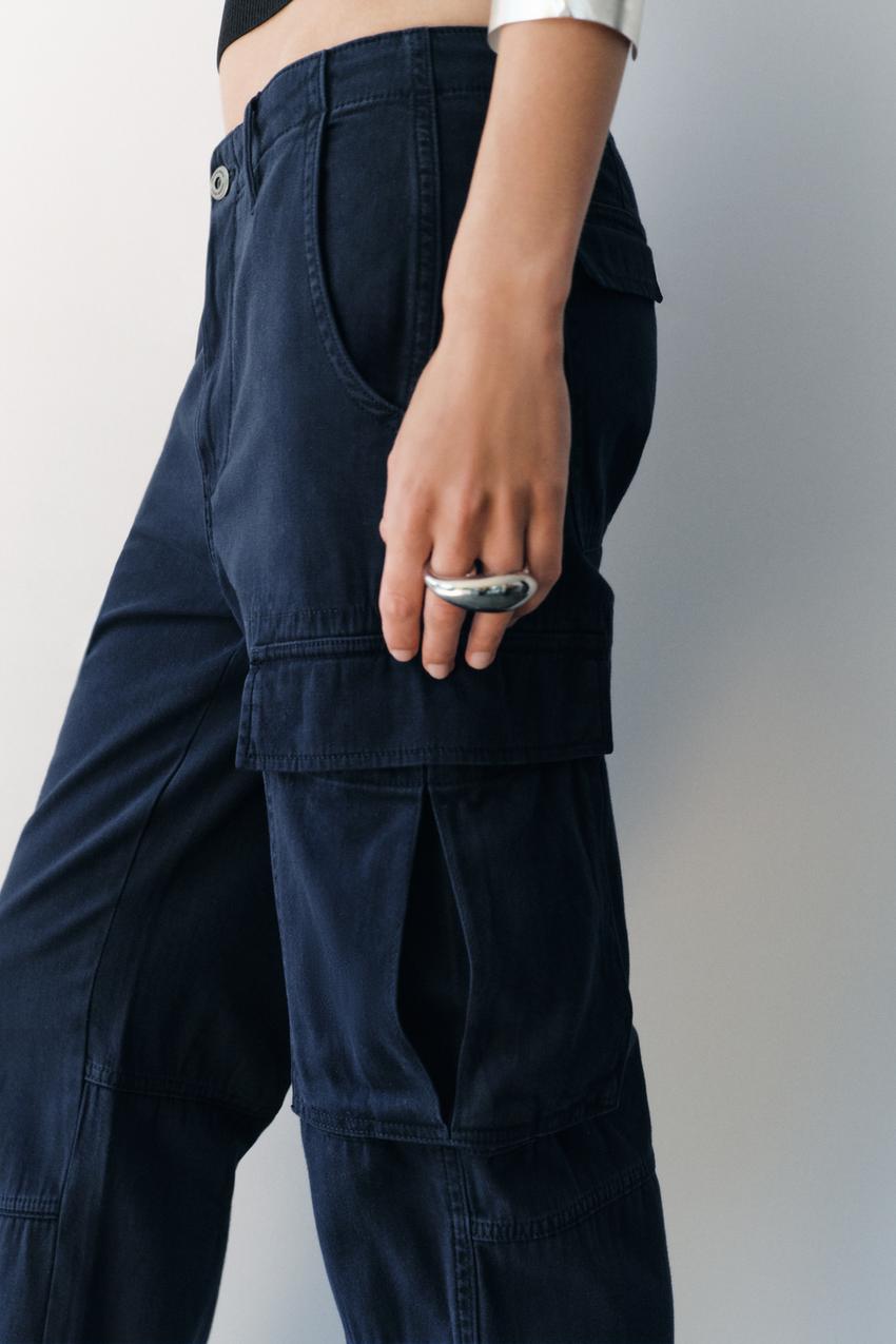 ZW COLLECTION スリムフィット カーゴパンツ - ネイビーブルー | ZARA 
