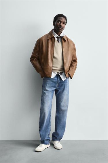 LIMITED EDITION LEATHER JACKET - Brown by Zara