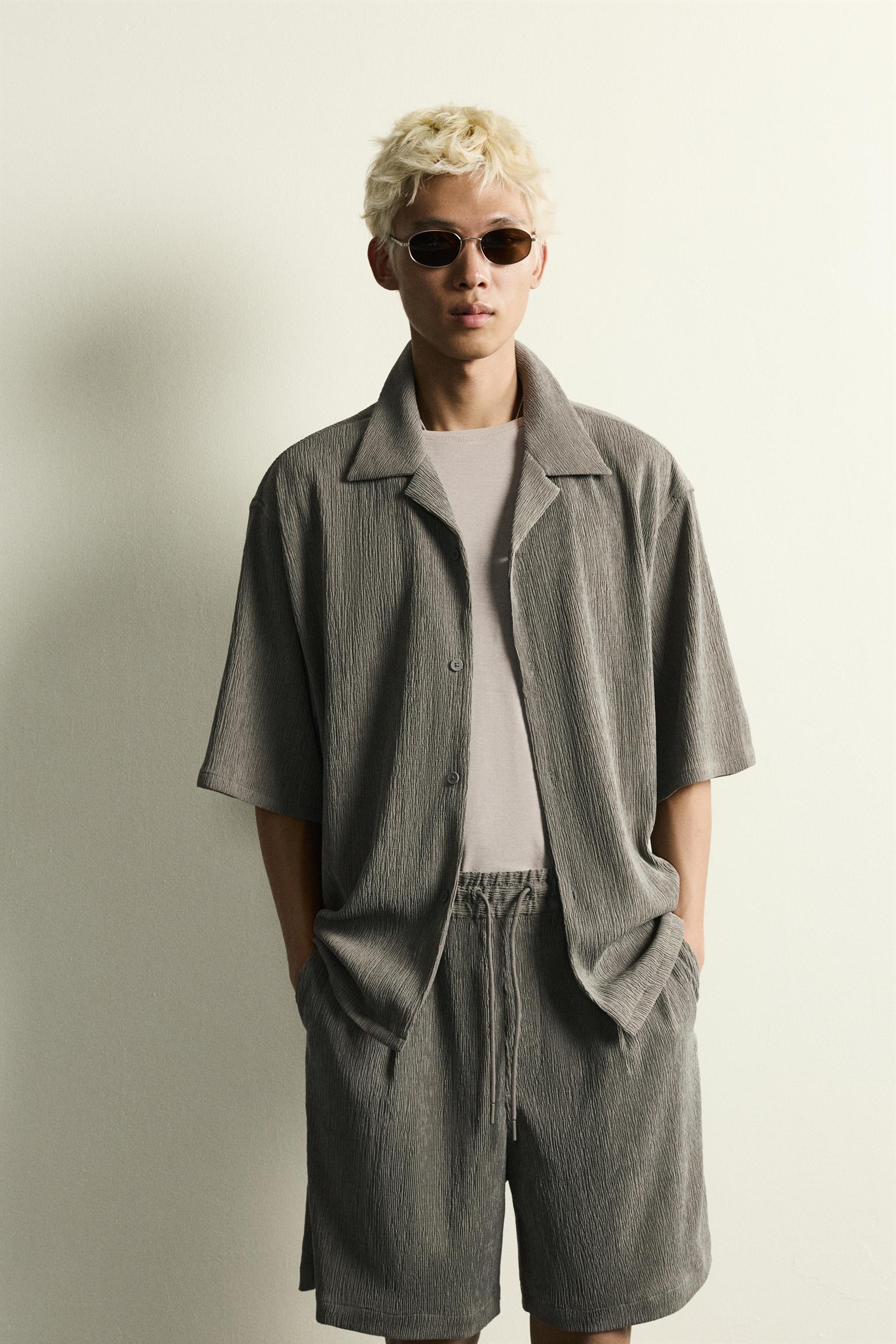 TEXTURED RELAXED FIT SHIRT - Light khaki | ZARA United States