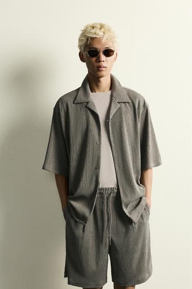 TEXTURED RELAXED FIT SHIRT - Light khaki by Zara
