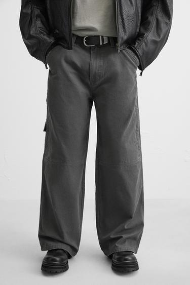 RELAXED FIT WASHED TROUSERS - Grey by Zara - Image 4